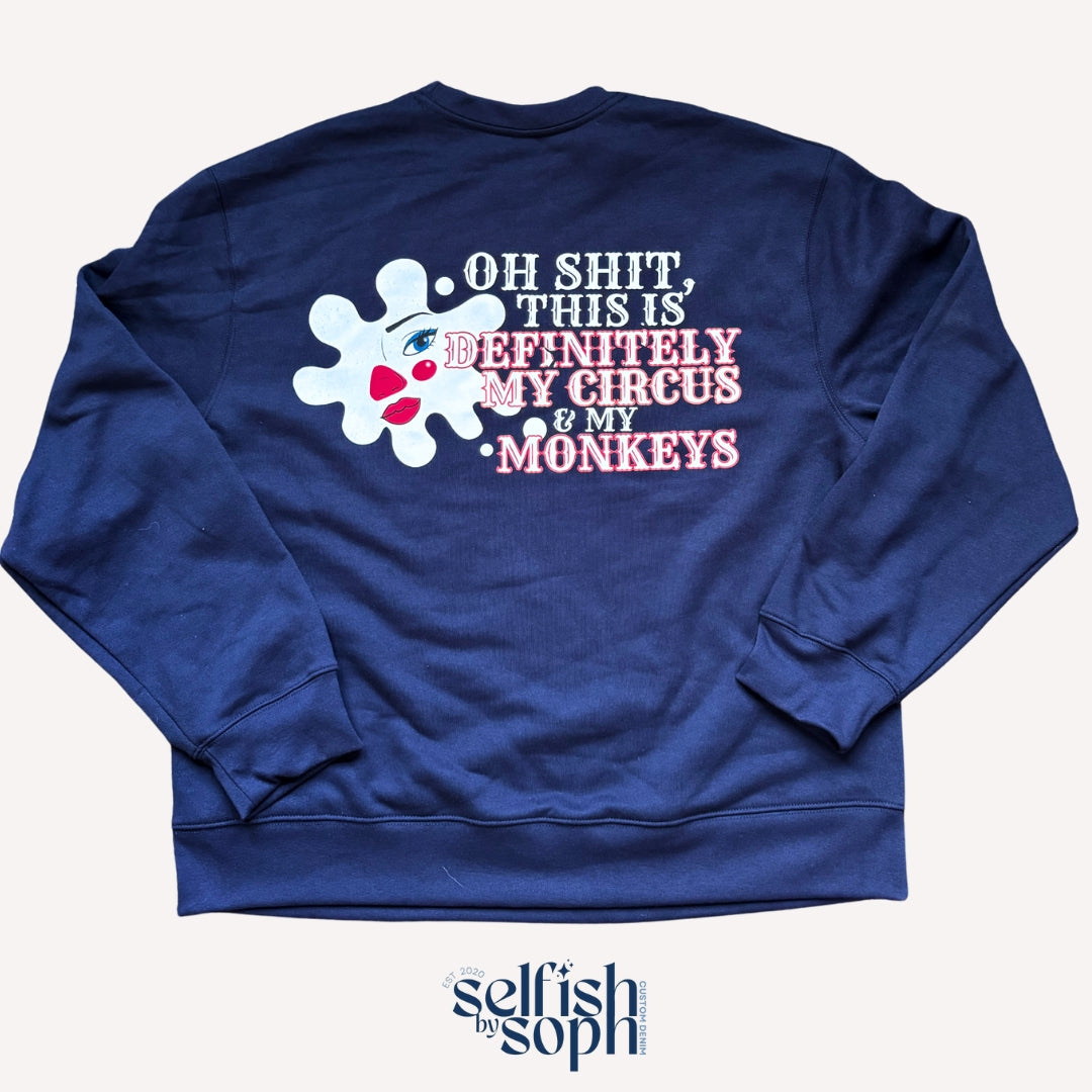 Not My Monkeys Navy Blue Crew Neck