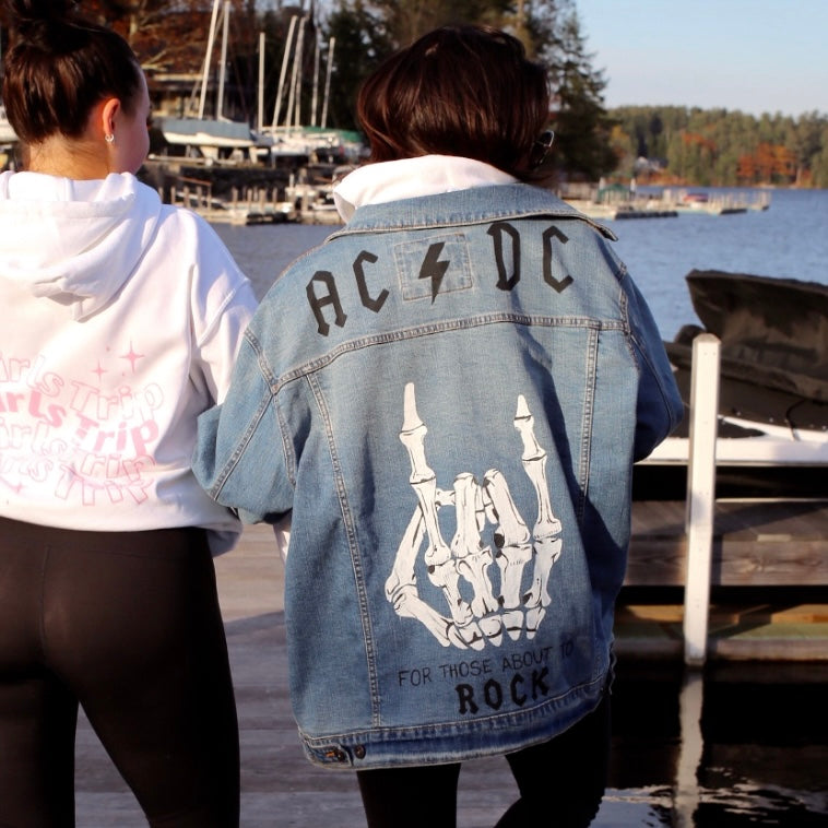AC/DC Men's Hand-Painted Denim Jacket