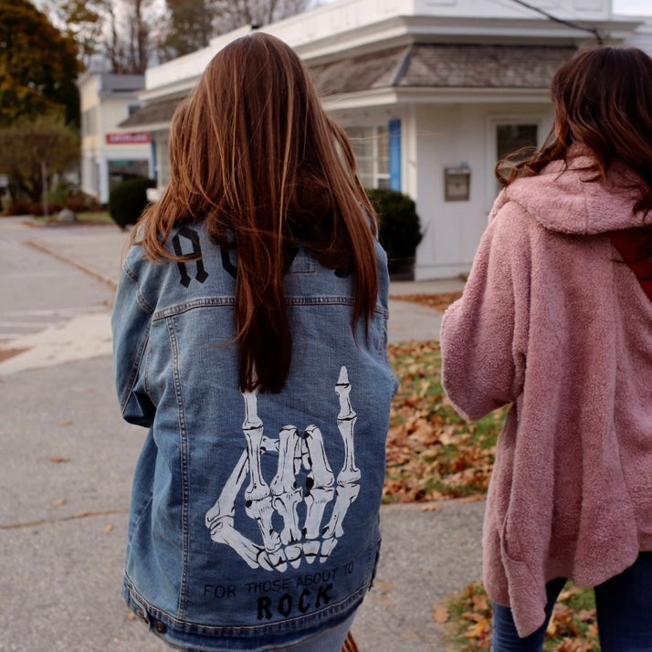 AC/DC Men's Hand-Painted Denim Jacket