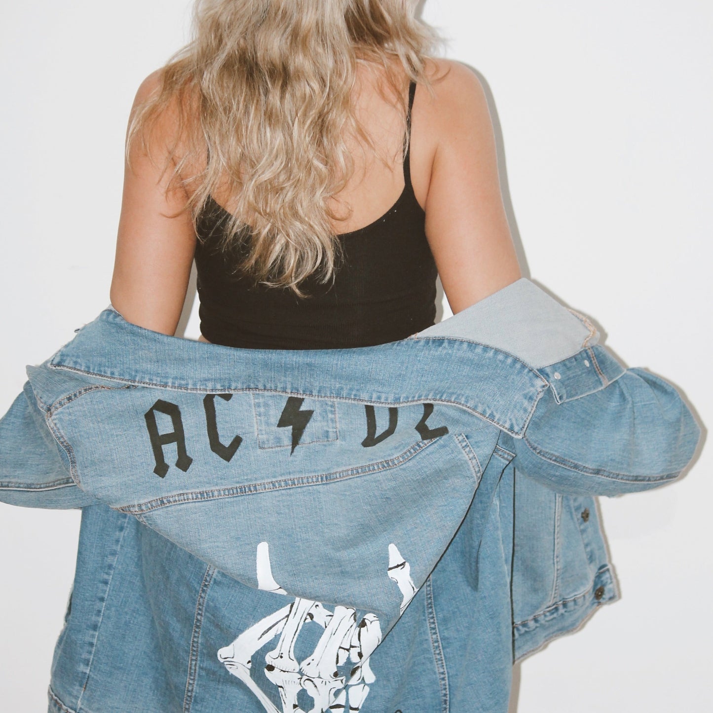 AC/DC Men's Hand-Painted Denim Jacket