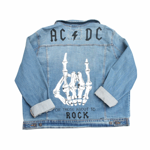 AC/DC Men's Hand-Painted Denim Jacket