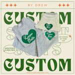 Load image into Gallery viewer, Picture of a custom sweatsuit from By Drew, available in either a cozy crew neck or a breezy tank top, with customizable colors and embellishments.
