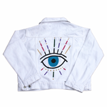 Load image into Gallery viewer, The Evil Eye Women&#39;s Denim Jacket
