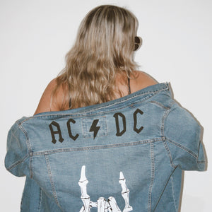 AC/DC Men's Hand-Painted Denim Jacket